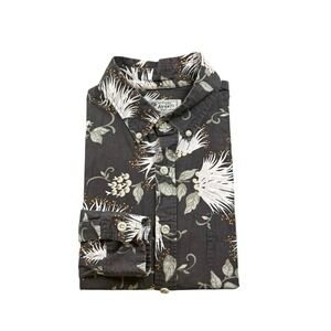 Avanti Gray White Floral AOP Cotton L/S Men's Button Front Size Small